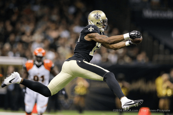 Marques Colston catching a pass against the Cincinnati Bengals